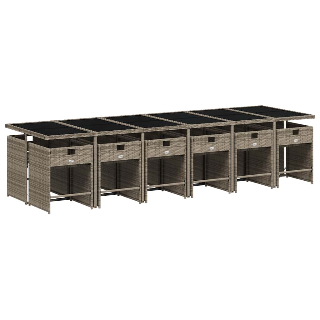Garden Dining Set | Grey | PE rattan | Large 12-seater | Foldable
