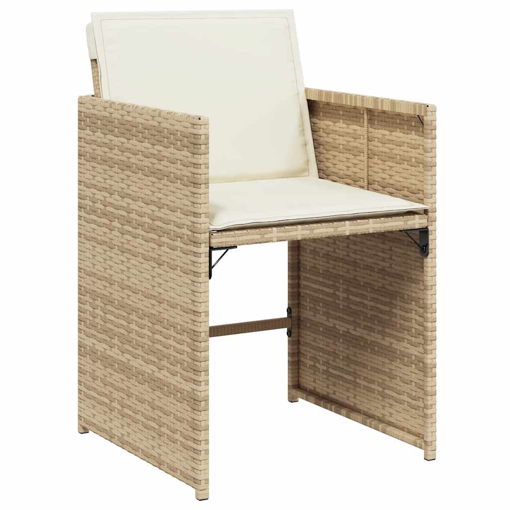 Garden Dining Set | Beige | PE rattan | Large | Foldable