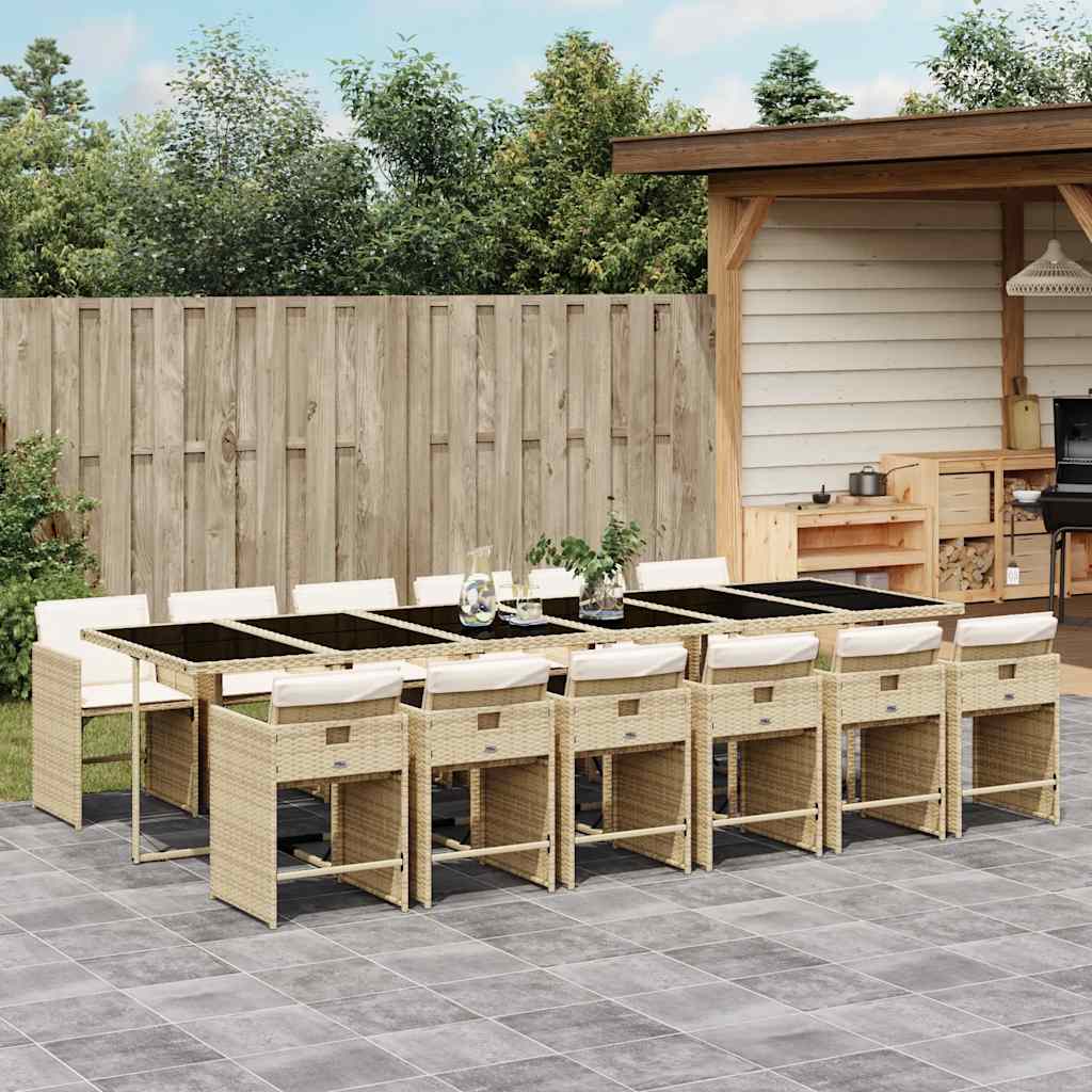 Garden Dining Set | Beige | PE rattan | Large | Foldable