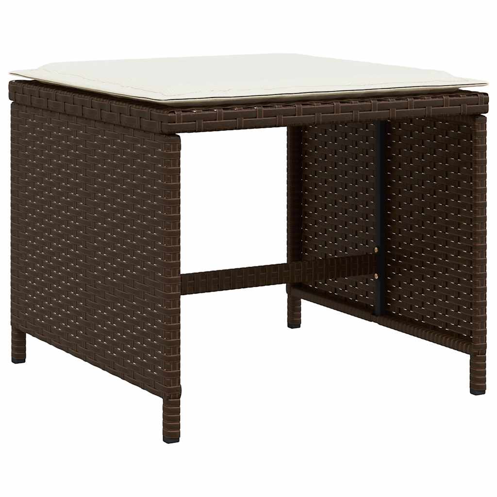 11 Piece Garden Dining Set with Cushions Brown Poly Rattan