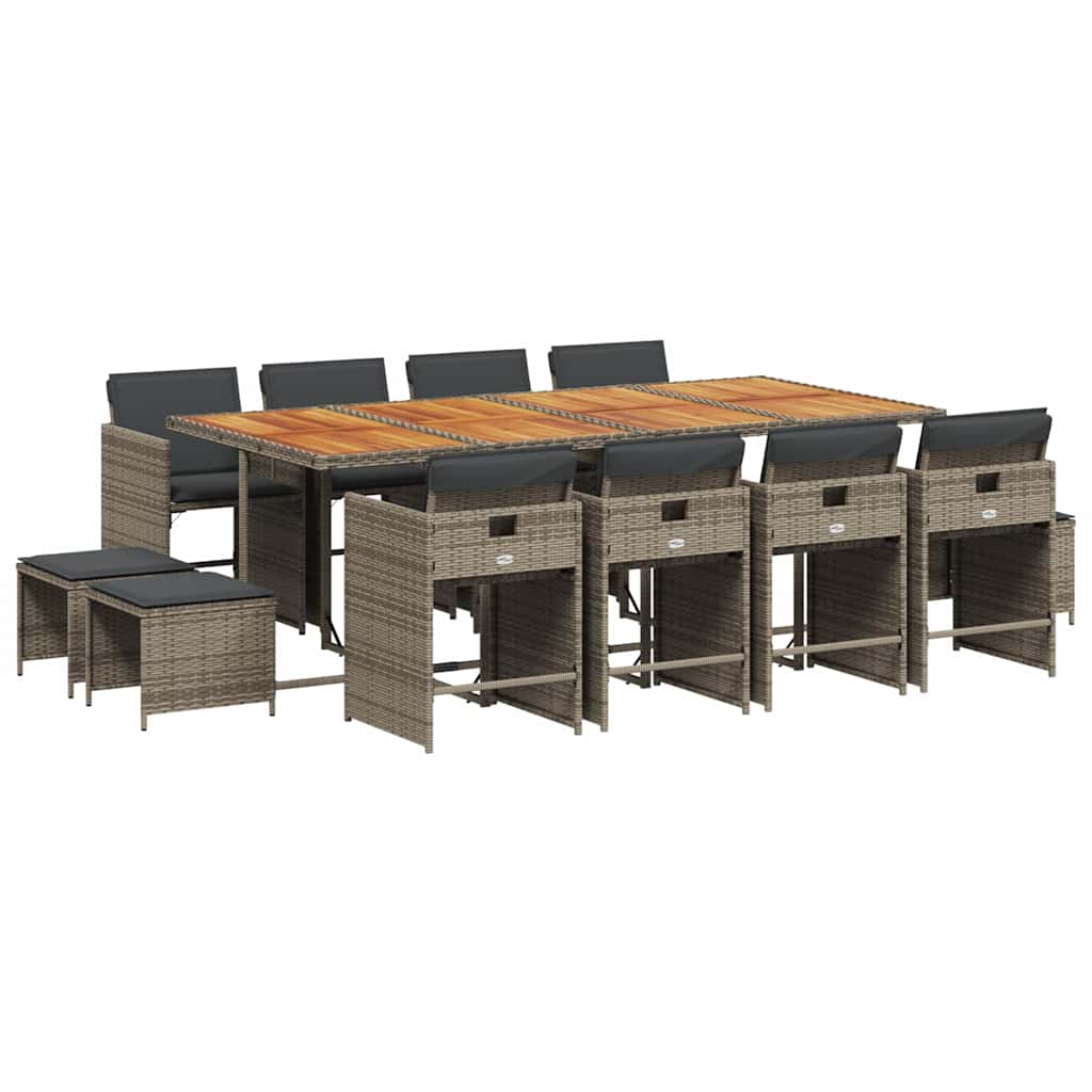 Garden Dining Set | Grey and Brown | PE Rattan | Large | Foldable
