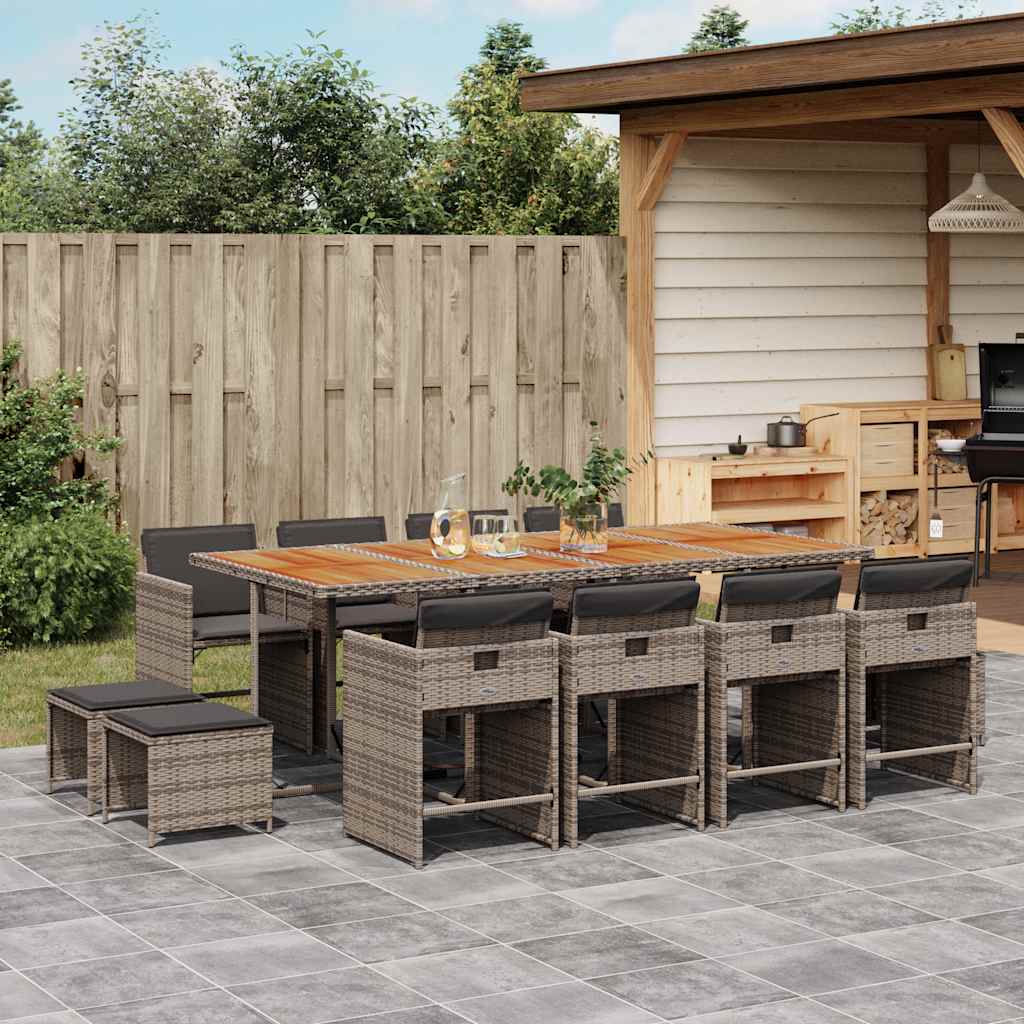 Garden Dining Set | Grey and Brown | PE Rattan | Large | Foldable
