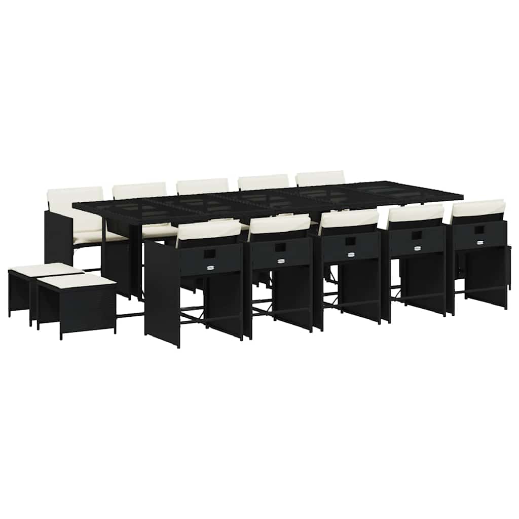 Garden Dining Set | Black | PE Rattan | Large | Foldable