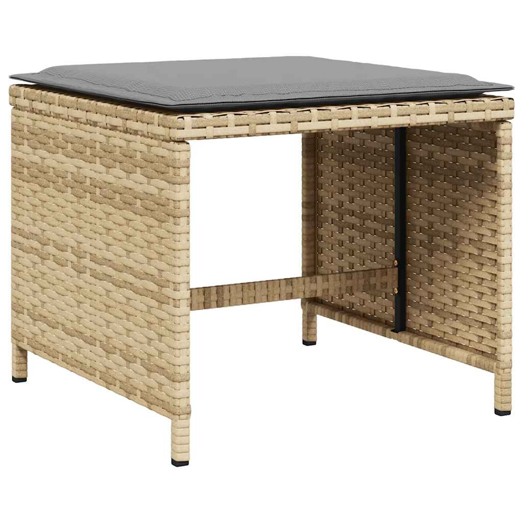 15 Piece Garden Dining Set with Cushions Mix Beige Poly Rattan