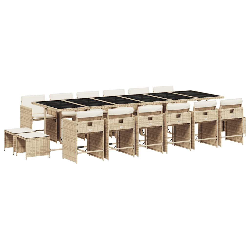 Garden Dining Set | Beige with Cream White Cushions
