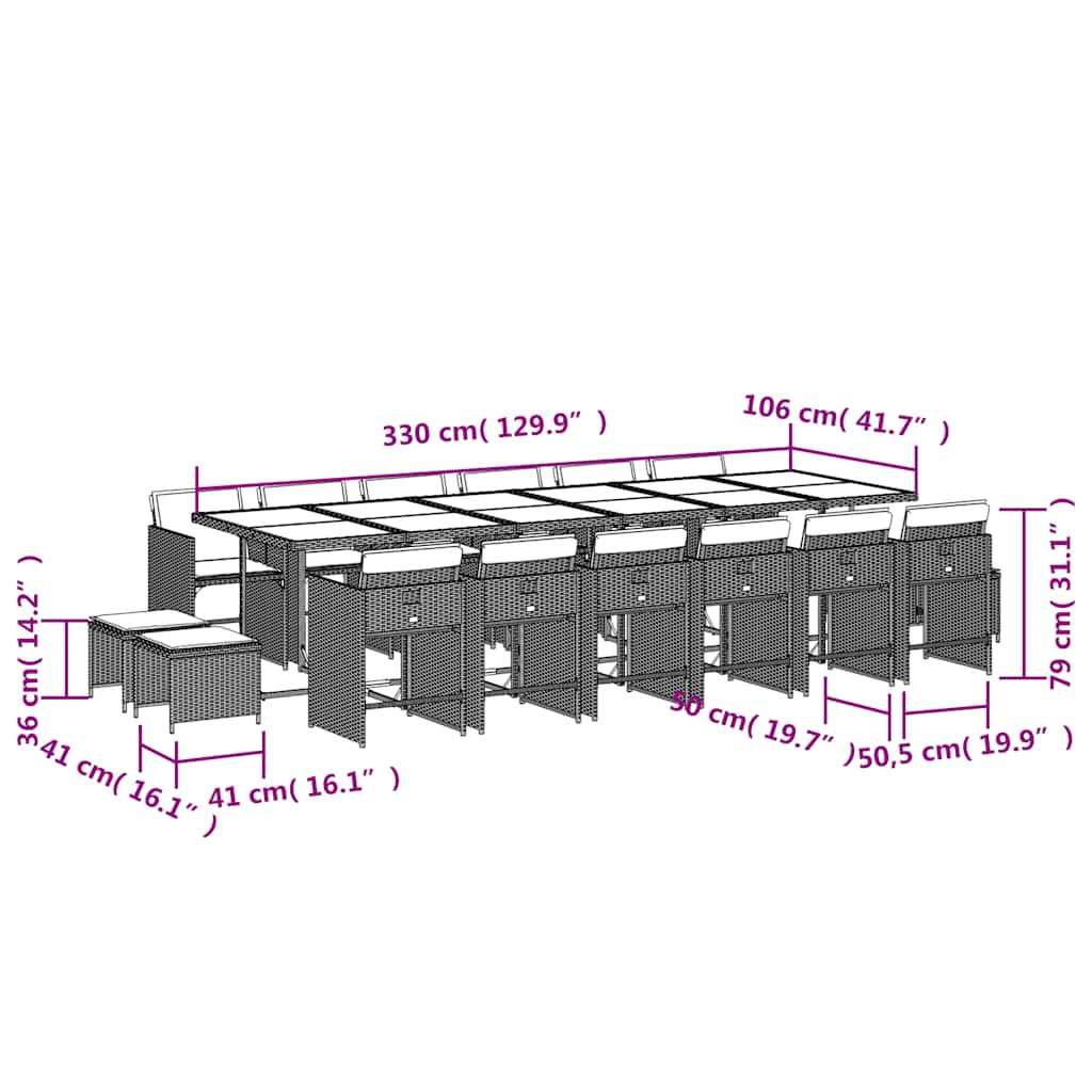 Garden Dining Set | Mix beige, light grey, black
