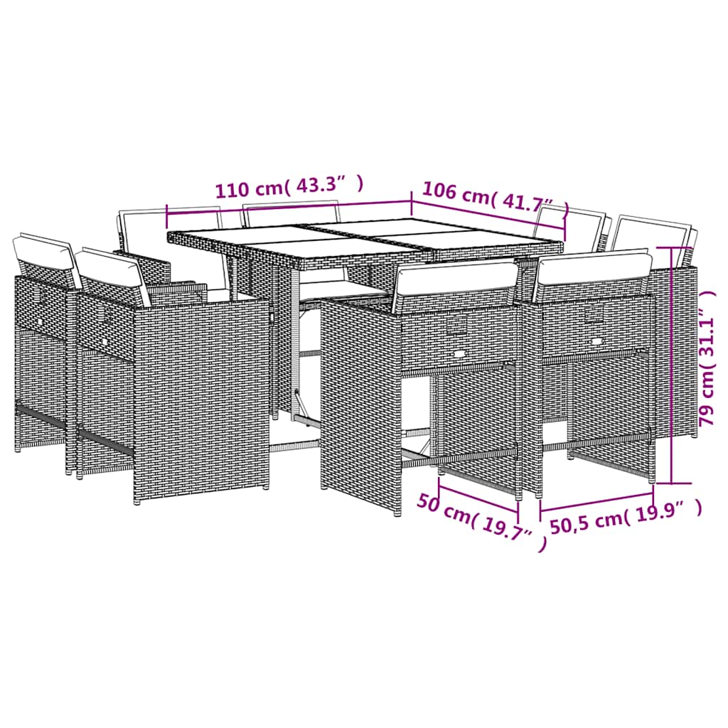 Garden Dining Set | Grey, Dark Grey