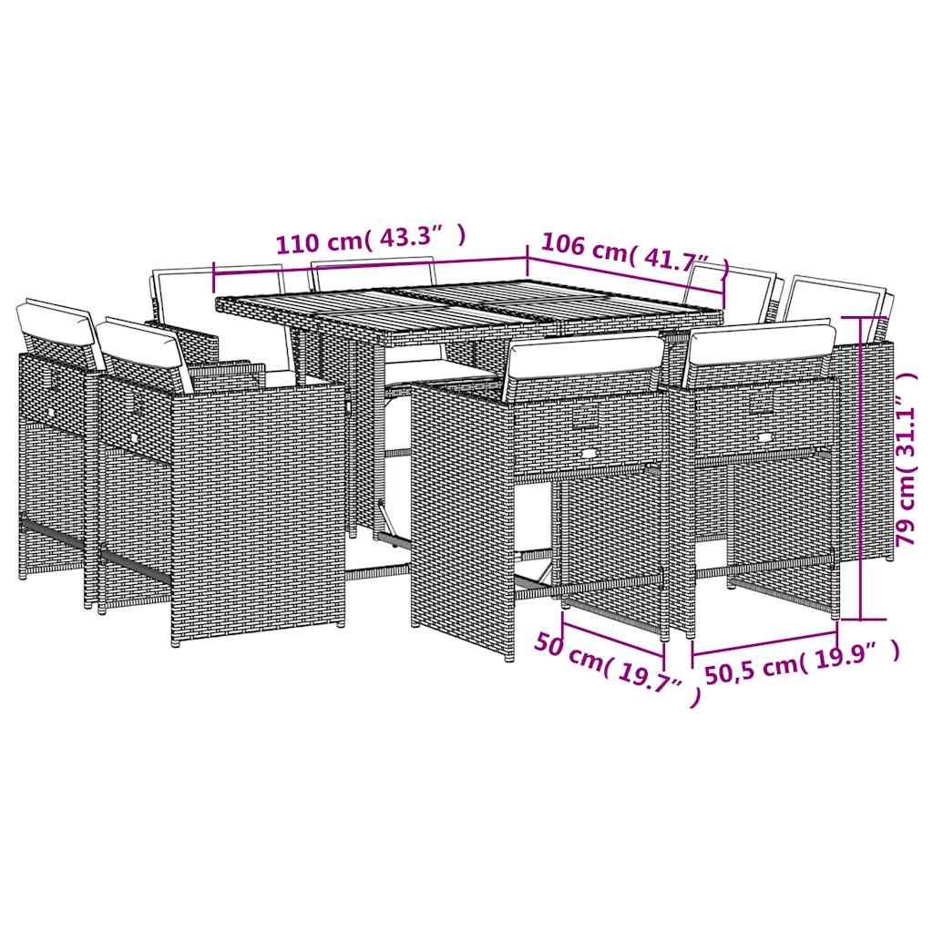 Garden Dining Set | Grey, Brown, Dark Grey