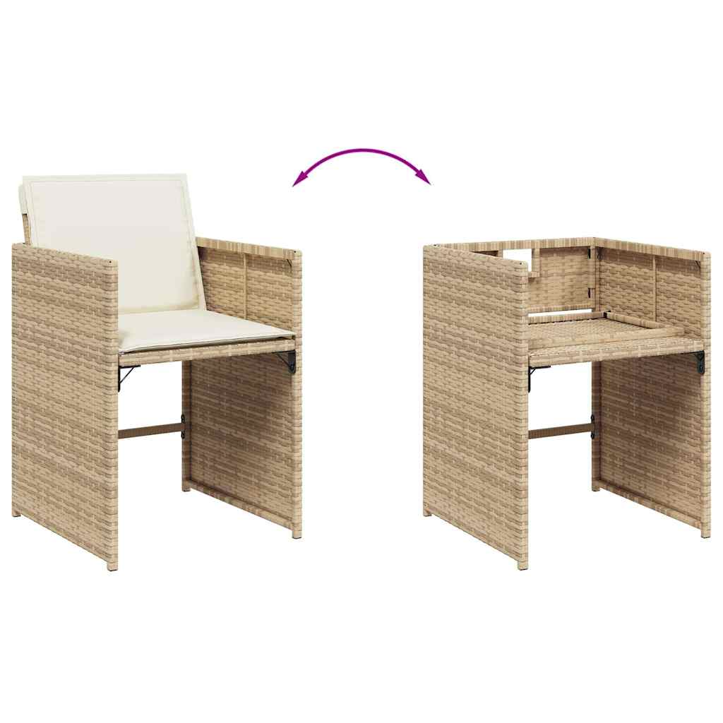 Garden Dining Set | Beige | PE Rattan | 10-Seater | Collapsible