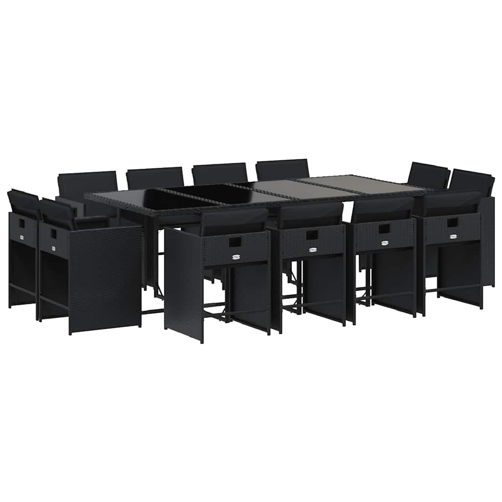 Garden Dining Set | Black | PE rattan | Large | Foldable