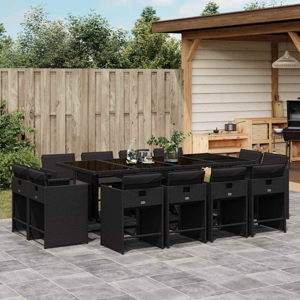 Garden Dining Set | Black | PE rattan | Large | Foldable