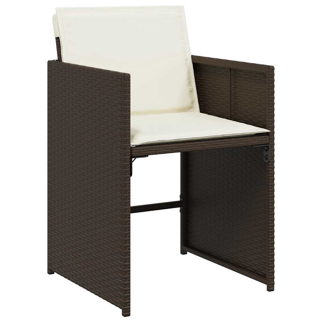 13 Piece Garden Dining Set with Cushions Brown Poly Rattan