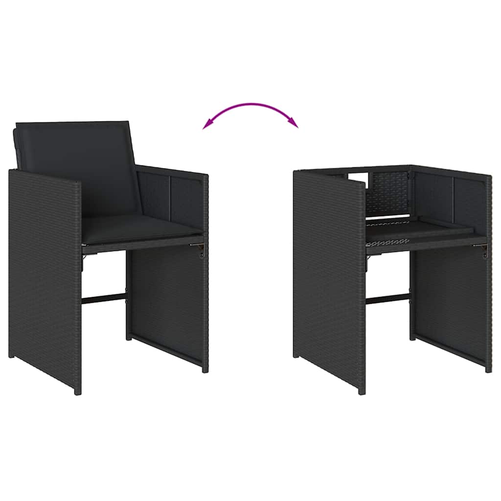 Garden Dining Set | Black | PE rattan | Large | Foldable