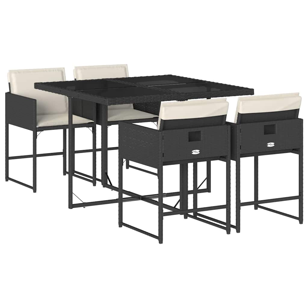 Garden Dining Set | Black | PE rattan | 4-seater | Foldable