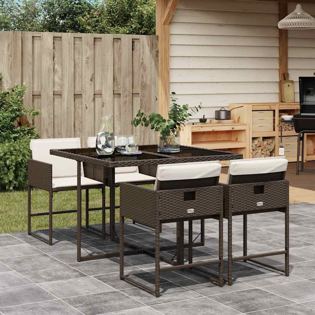 Garden Dining Set | Brown | Poly Rattan | Medium | Foldable