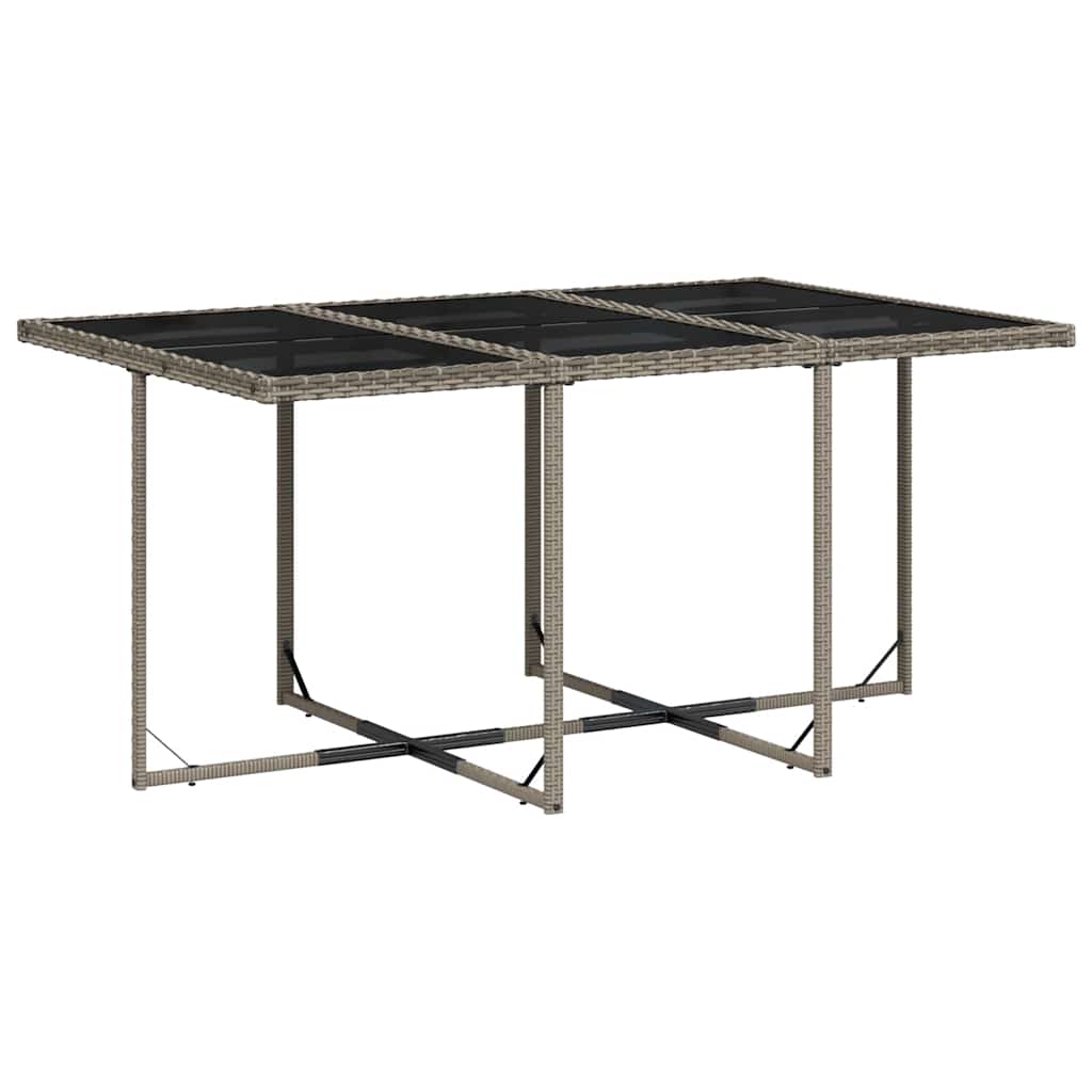 Garden Dining Set | Grey | PE rattan, powder-coated steel, tempered glass