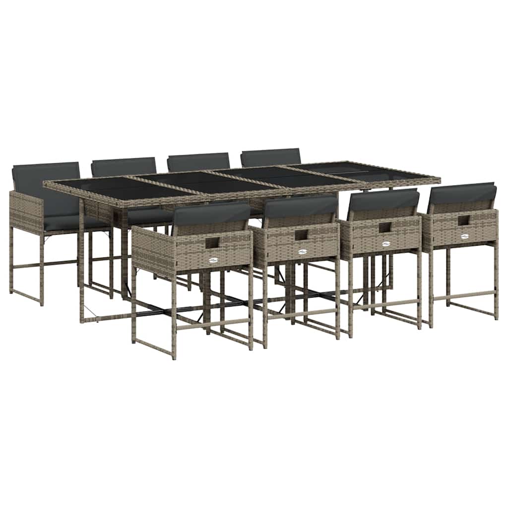 Garden Dining Set | Grey | Poly Rattan | 8-seater | Foldable