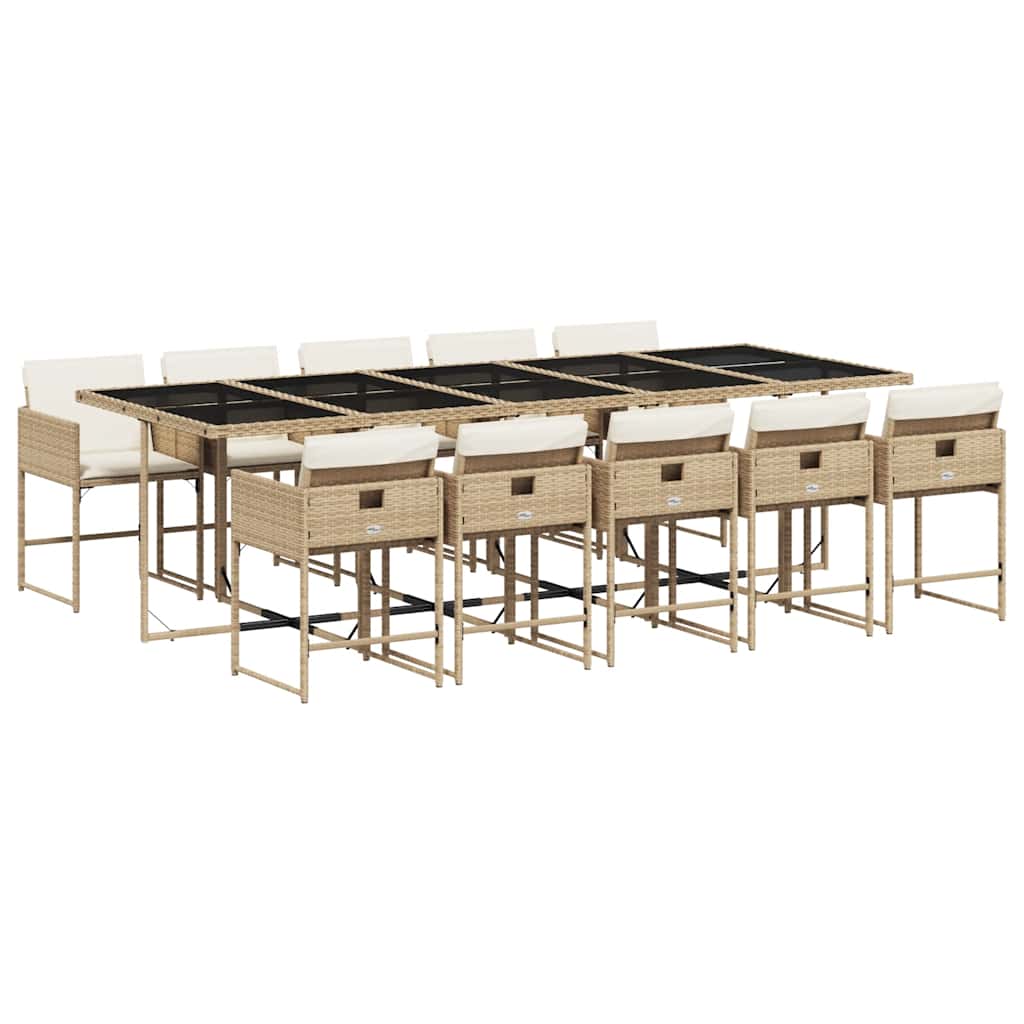 Garden Dining Set | Beige, Cream White, Black | PE Rattan | 10-seater