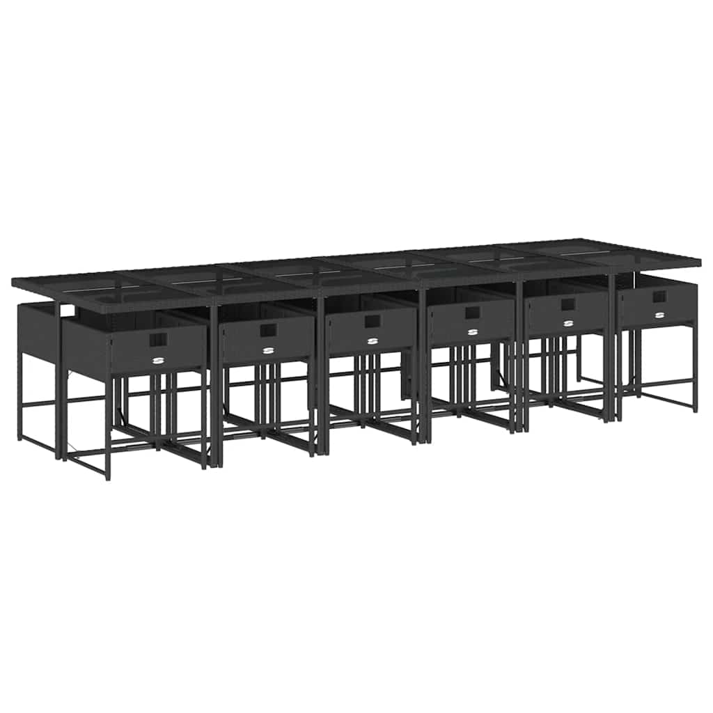 Garden Dining Set | Black | PE Rattan | 13-piece set for 12 people