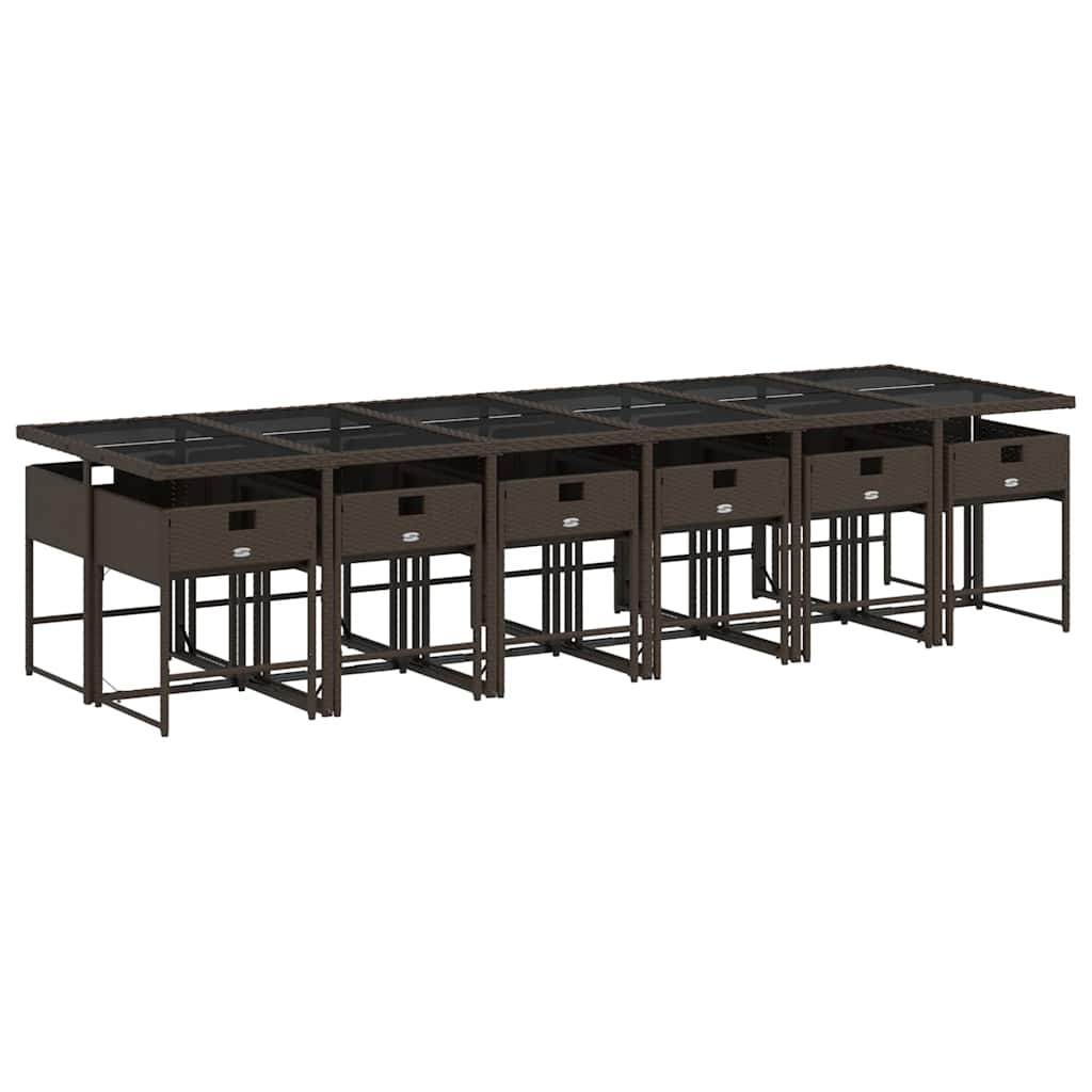 Garden Dining Set | Brown | PE Rattan | 13 Piece | Foldable