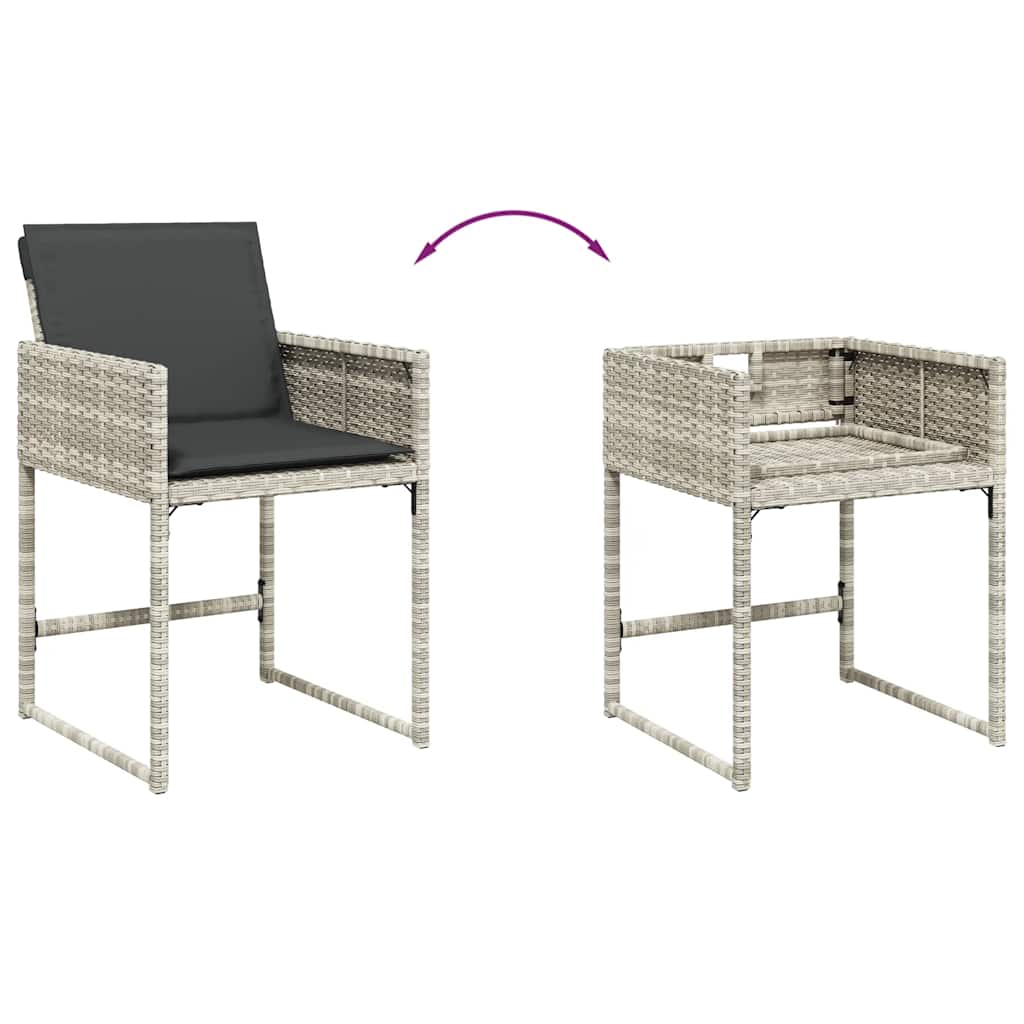 15 Piece Garden Dining Set with Cushions Light Grey Poly Rattan