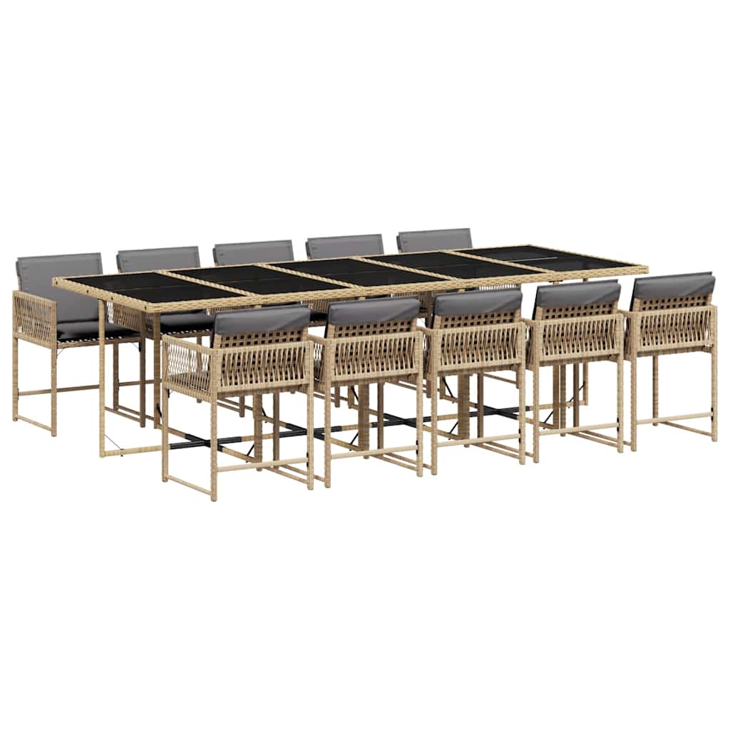Garden Dining Set | Mix beige | PE rattan | 10-seater | Foldable