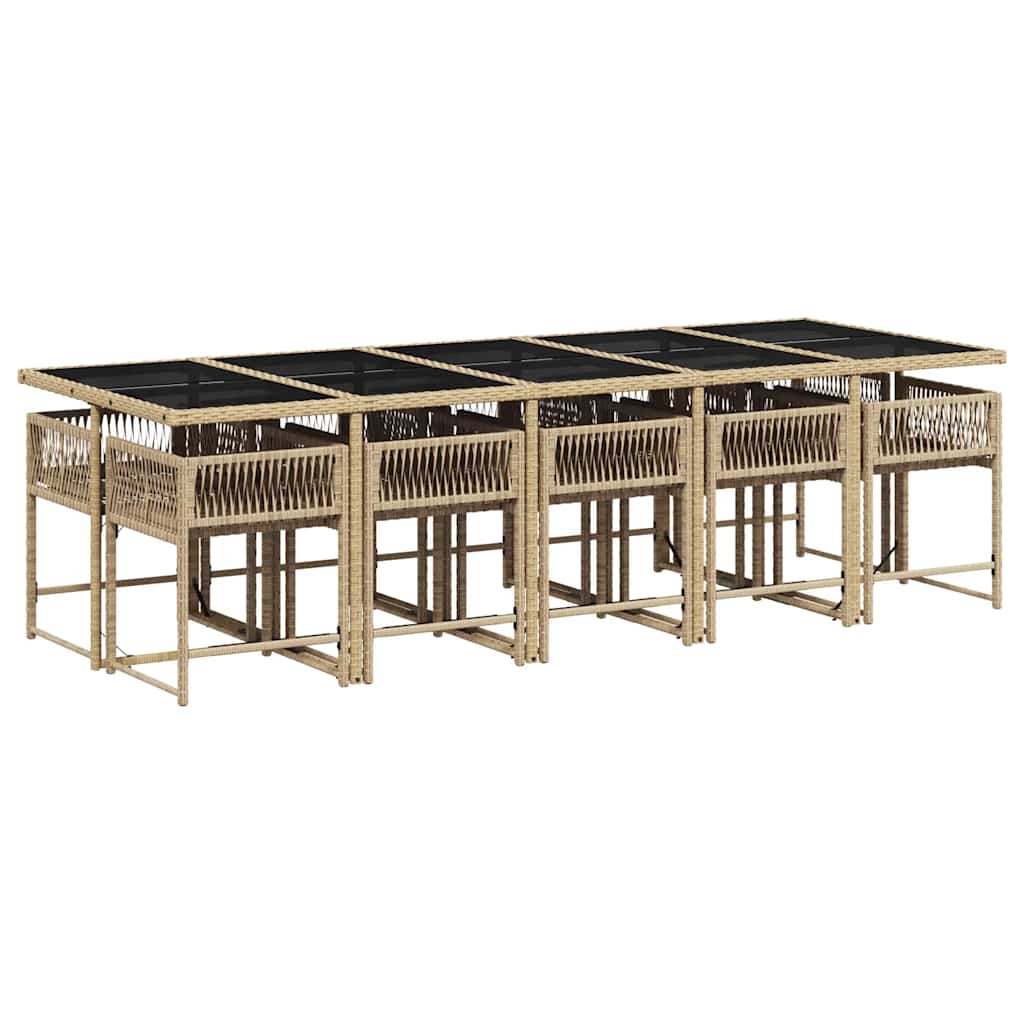 Garden Dining Set | Mix beige | PE rattan | 10-seater | Foldable
