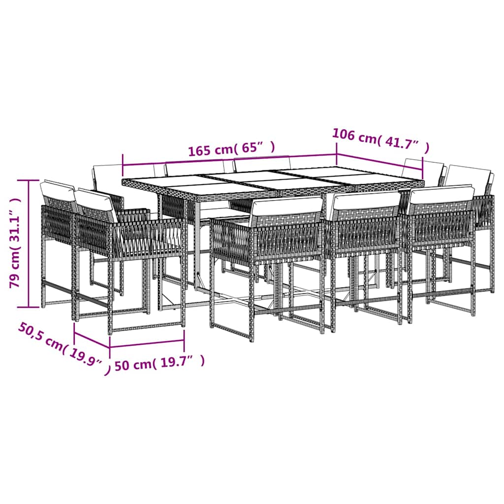 Garden Dining Set | Brown, Cream White