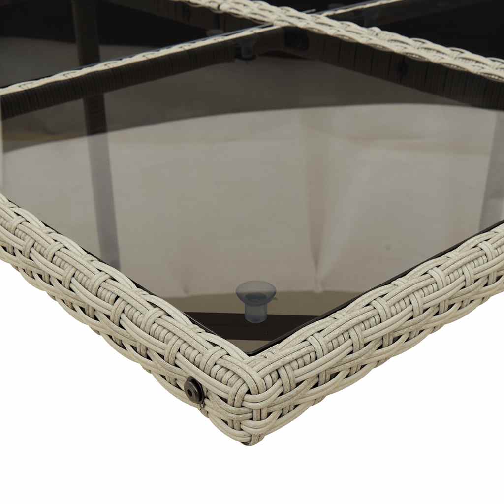 7 Piece Garden Dining Set with Cushions Light Grey Poly Rattan