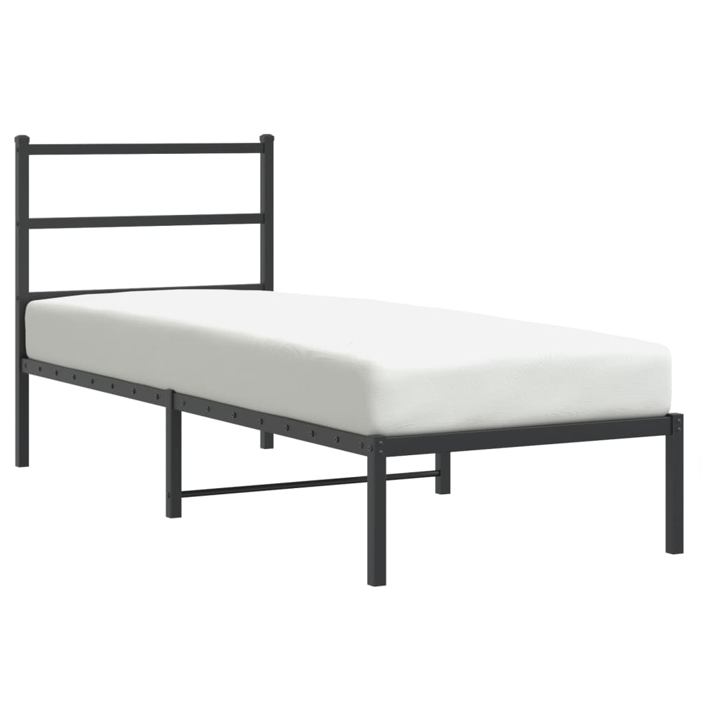 Metal Bed Frame without Mattress with Headboard Black 80x200cm