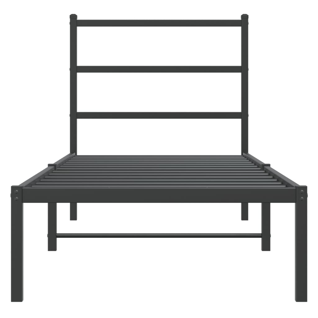 Metal Bed Frame without Mattress with Headboard Black 80x200cm