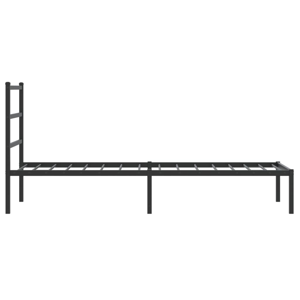 Metal Bed Frame without Mattress with Headboard Black 80x200cm