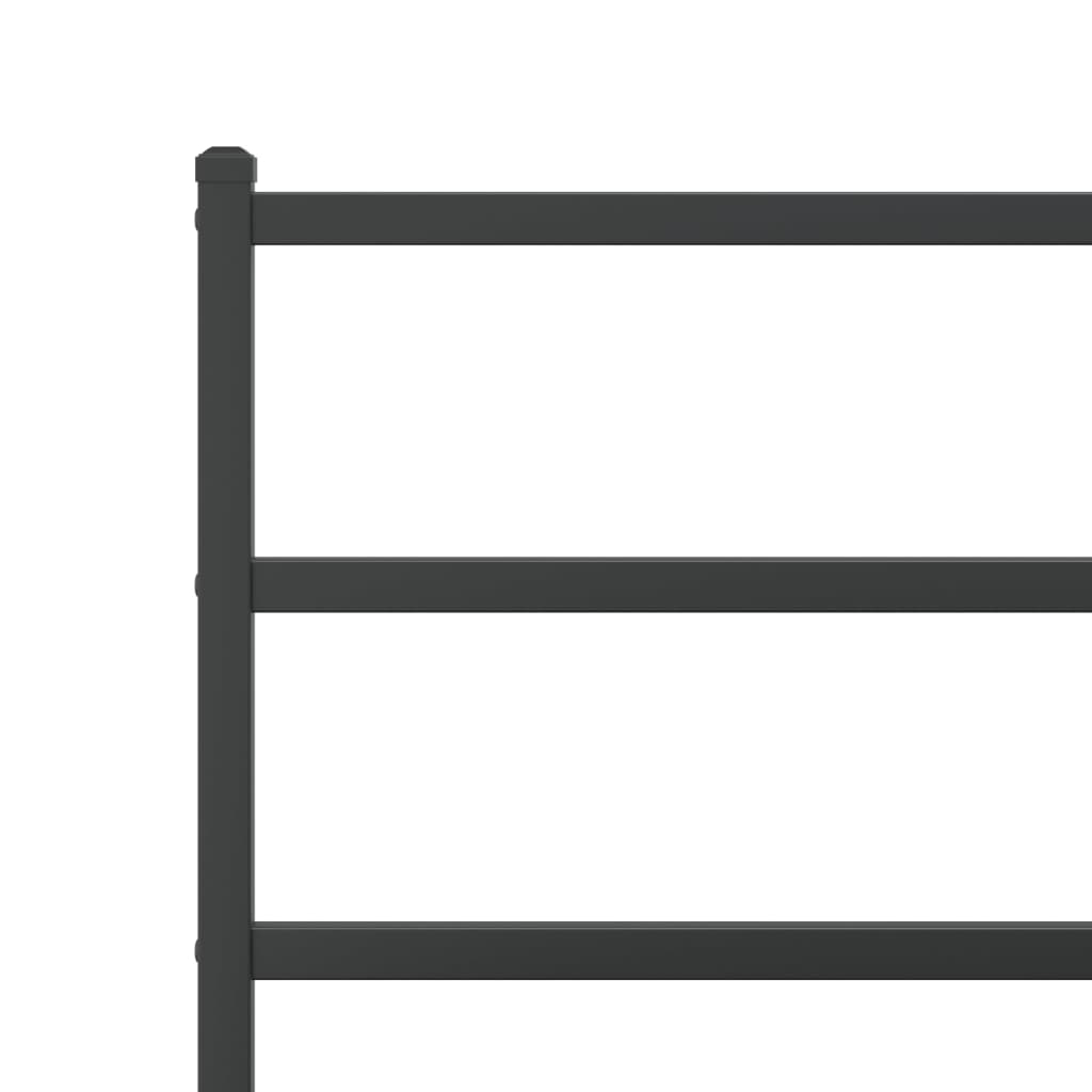 Metal Bed Frame without Mattress with Headboard Black 80x200cm