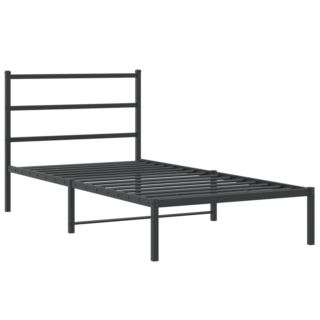 vidaXL Metal Bed Frame without Mattress with Headboard Black 100x190cm