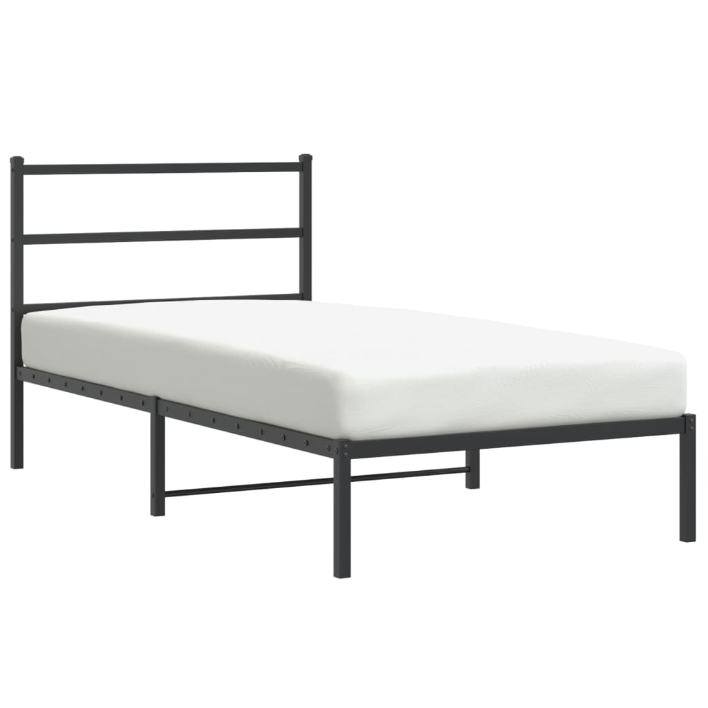 vidaXL Metal Bed Frame without Mattress with Headboard Black 100x190cm