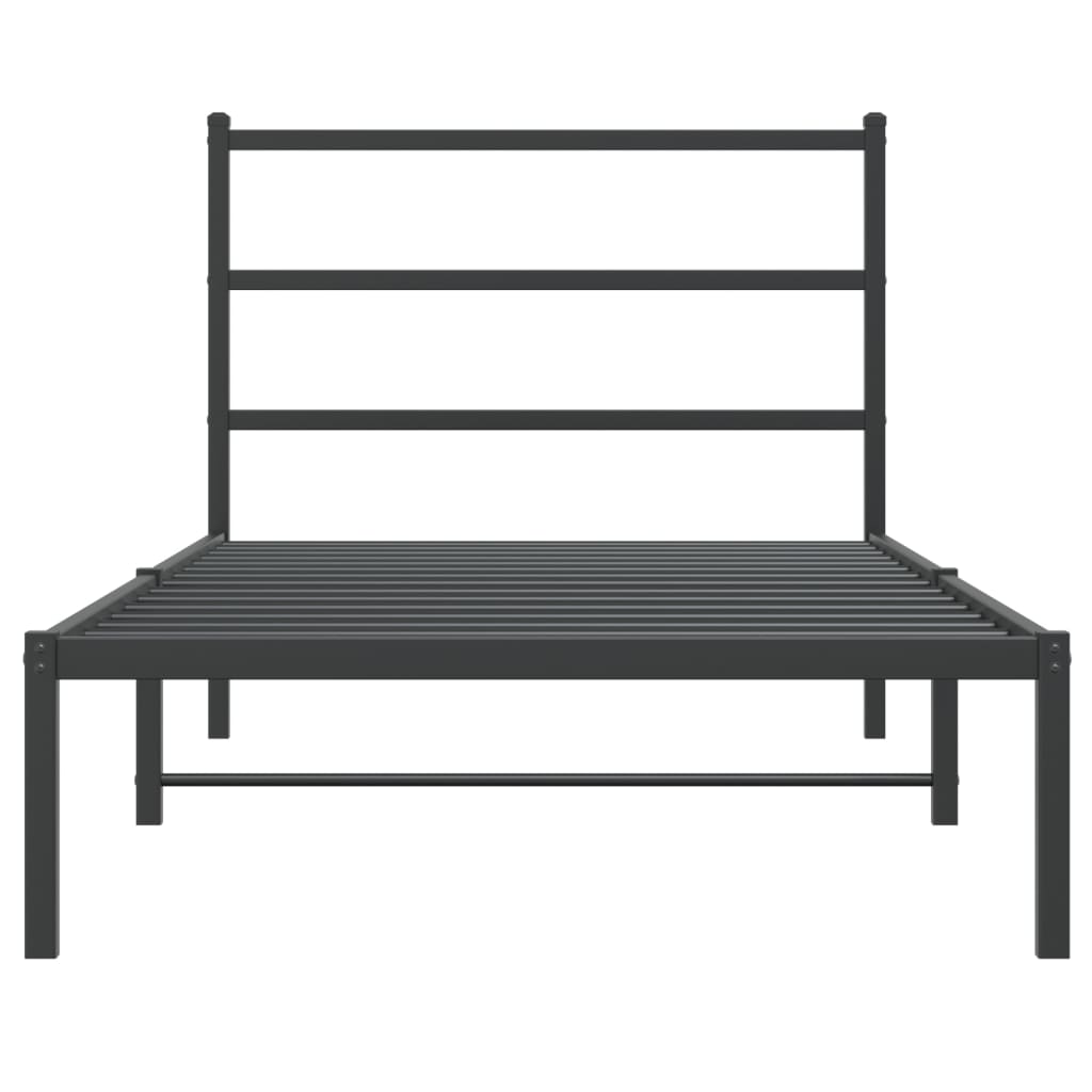 vidaXL Metal Bed Frame without Mattress with Headboard Black 100x190cm