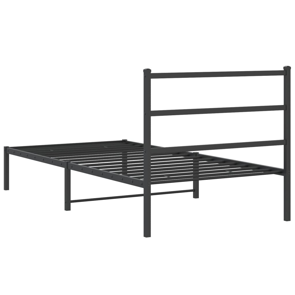 vidaXL Metal Bed Frame without Mattress with Headboard Black 100x190cm