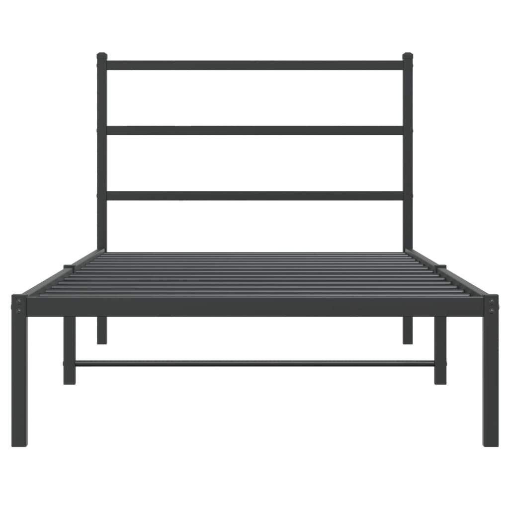 Metal Bed Frame without Mattress with Headboard Black 100x200cm
