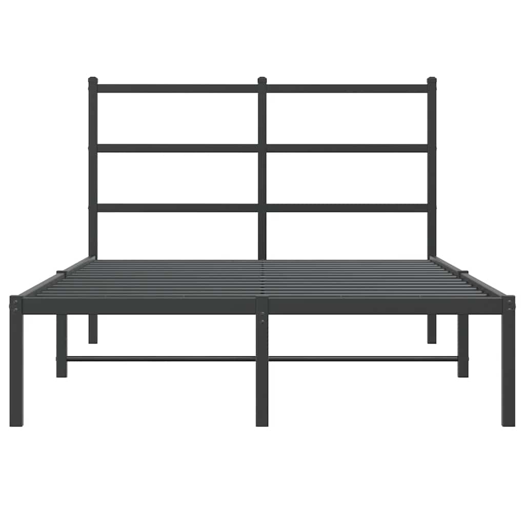 Metal Bed Frame without Mattress with Headboard Black 120x190cm
