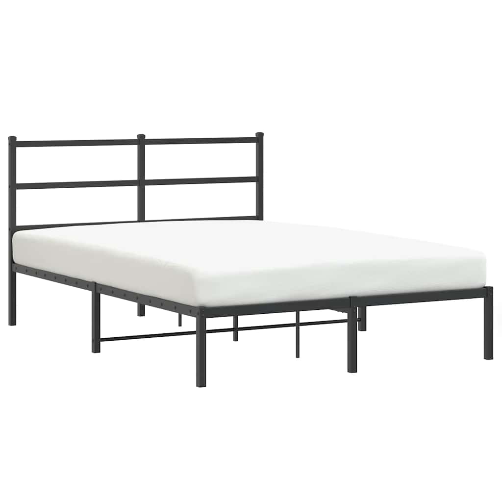 Metal Bed Frame without Mattress with Headboard Black 140x200cm
