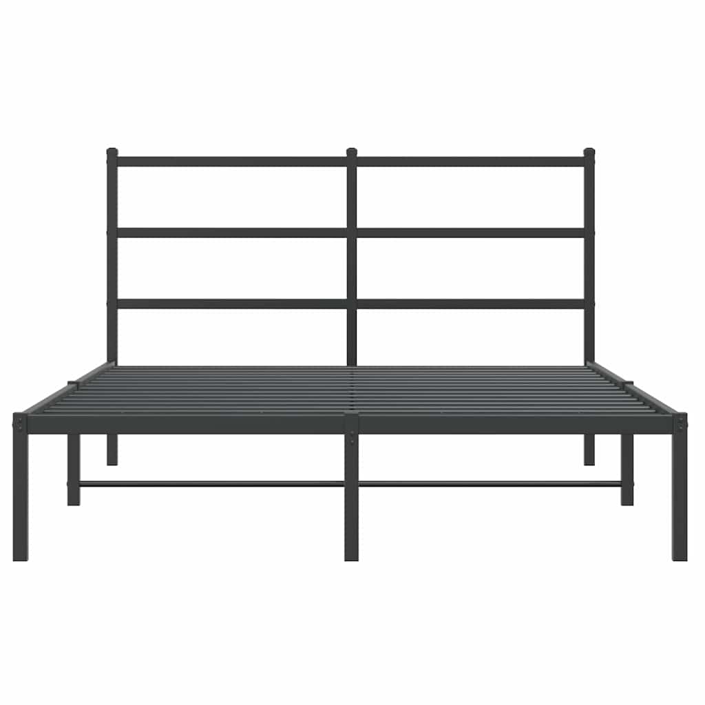 Metal Bed Frame without Mattress with Headboard Black 140x200cm