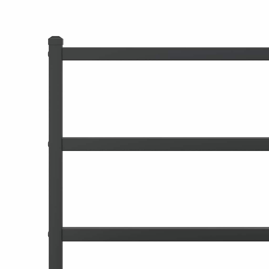 Metal Bed Frame without Mattress with Headboard Black 140x200cm