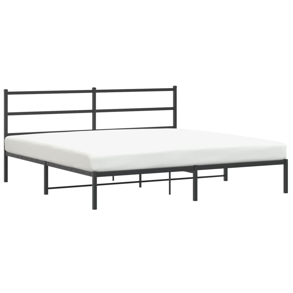 vidaXL Metal Bed Frame without Mattress with Headboard Black 200x200cm