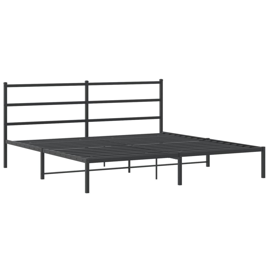 vidaXL Metal Bed Frame without Mattress with Headboard Black 200x200cm