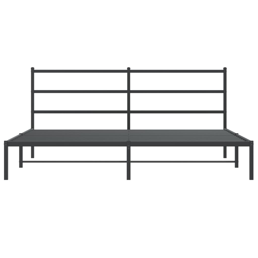 vidaXL Metal Bed Frame without Mattress with Headboard Black 200x200cm