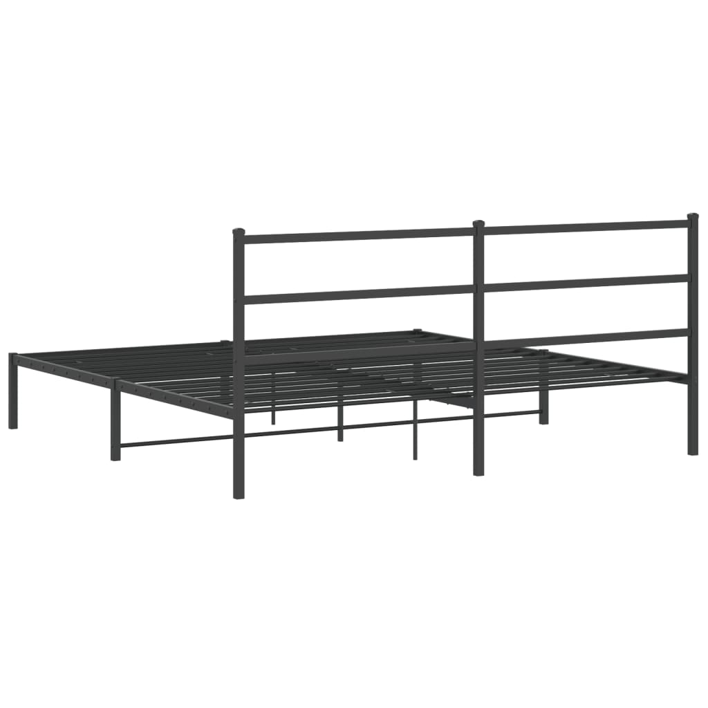 vidaXL Metal Bed Frame without Mattress with Headboard Black 200x200cm