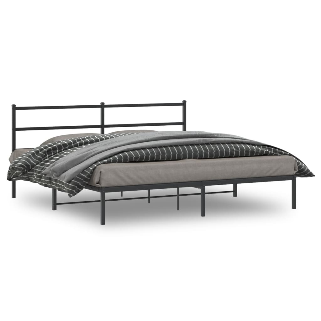 vidaXL Metal Bed Frame without Mattress with Headboard Black 200x200cm