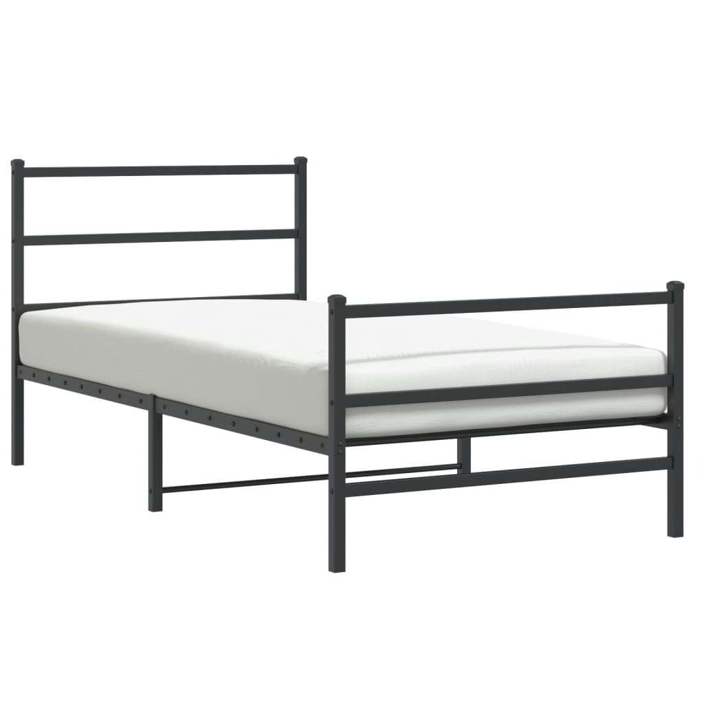 vidaXL Metal Bed Frame without Mattress with Footboard Black 100x190cm