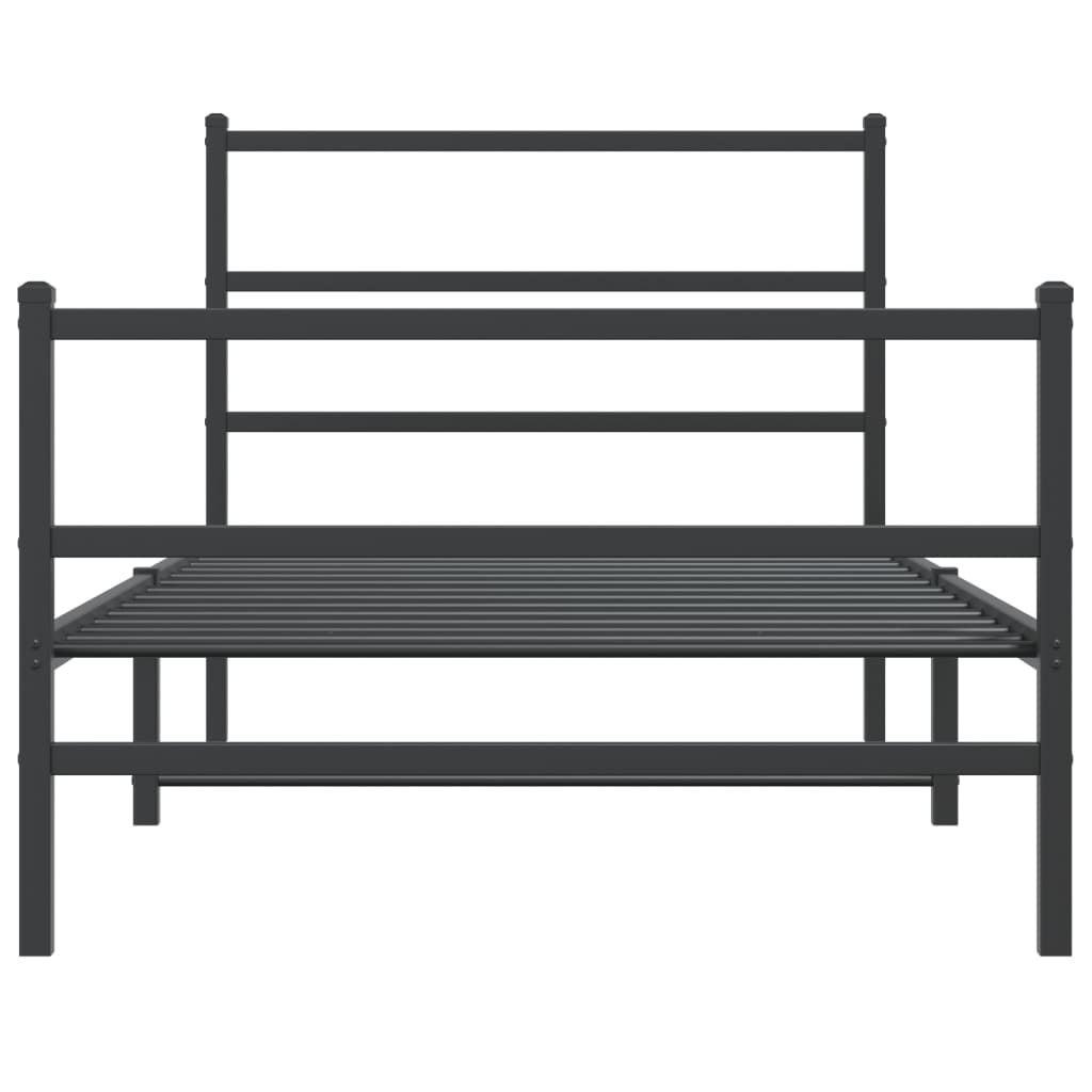 vidaXL Metal Bed Frame without Mattress with Footboard Black 100x190cm