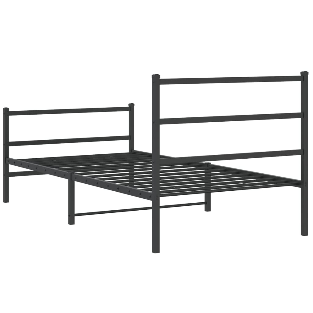 vidaXL Metal Bed Frame without Mattress with Footboard Black 100x190cm